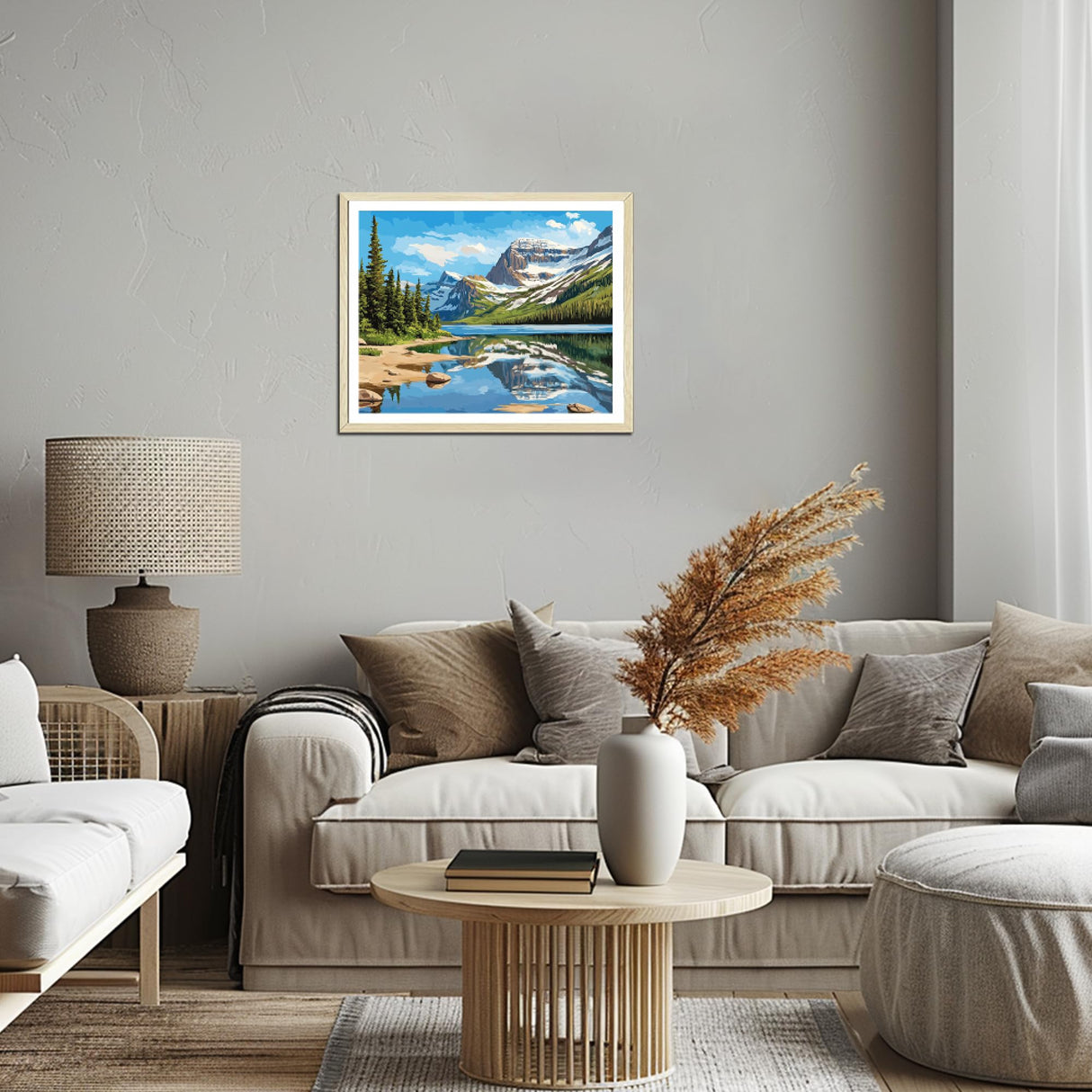 ARNLRDYA Glacier National Park Paint by Number for Adults, Mountains Landscape Paint by Number Kits, Forest Lake Scenery DIY Acrylic Painting for Gift Home Wall Decor(16×20inches, Unframe) ARNLRDYA