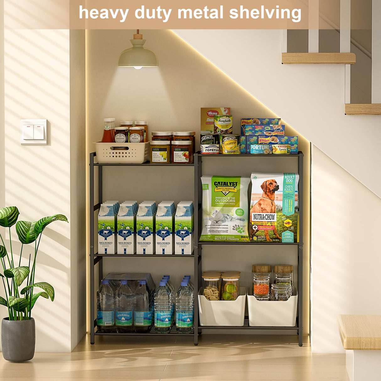 6-Tier Small Garage Shelf, Utility Garage Shelving Units and Storage, Heavy Duty Wire Shelving Metal Storage Shelves, Standing Shelf for Pantry, Laundry Room, Kitchen 34.72"L x 12.63"W x 30.94"H Black 3IngSeagulls