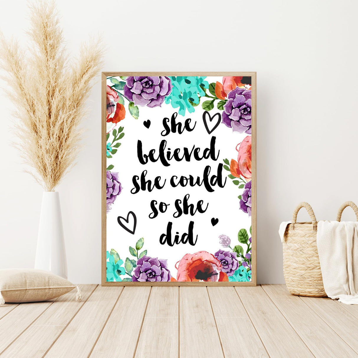 Modern Merch Inspirational Diamond Art for Adults DIY Motivational Quote Wall Art Floral 5D Diamond Painting for Adults, Flowers Cross Stitch Gem Art, Round Drill 12x16 Modern Merch