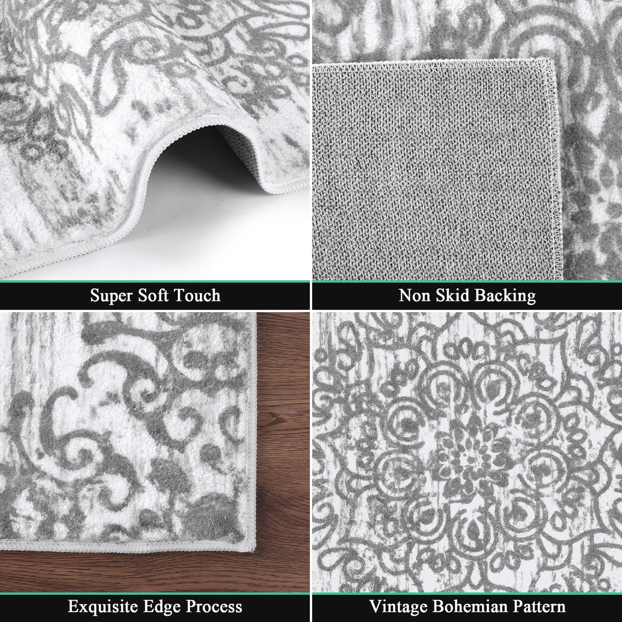 HEBE Washable Area Rug - 2'x3' Non Slip Soft Distressed Medallion Bedroom Boho Living Room Accent Throw Vintage Entry Floor Carpet for Dining Room Bathroom Entryway HEBE RUGS