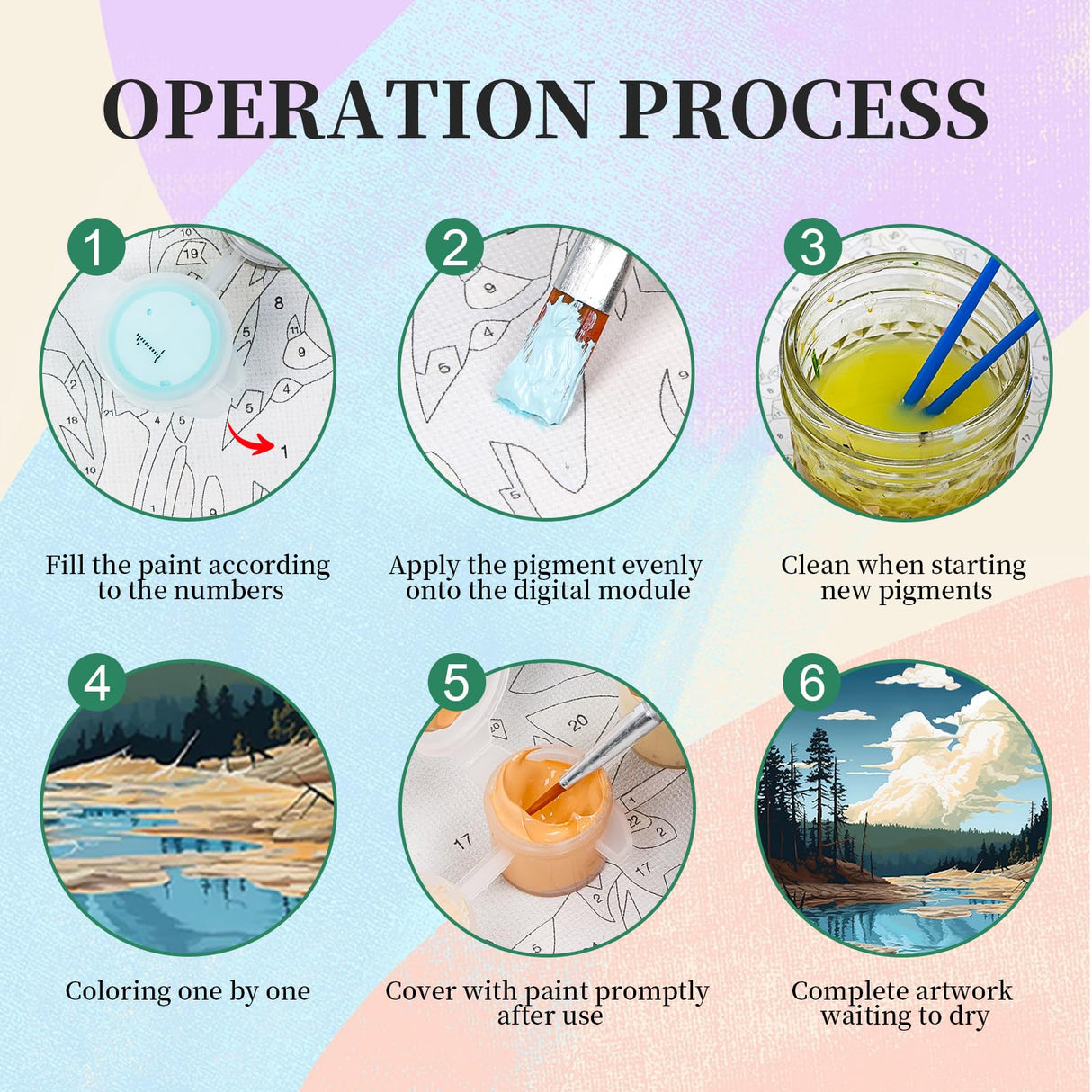 4 Pack Framed Paint by Numbers Kit for Adults with Wooden Easel, National Park Paint by Numbers with Frame for Beginner, Landscape Adult Paints by Number Kits on Canvas Framed for Wall Decor 8 x 12 In Camocin