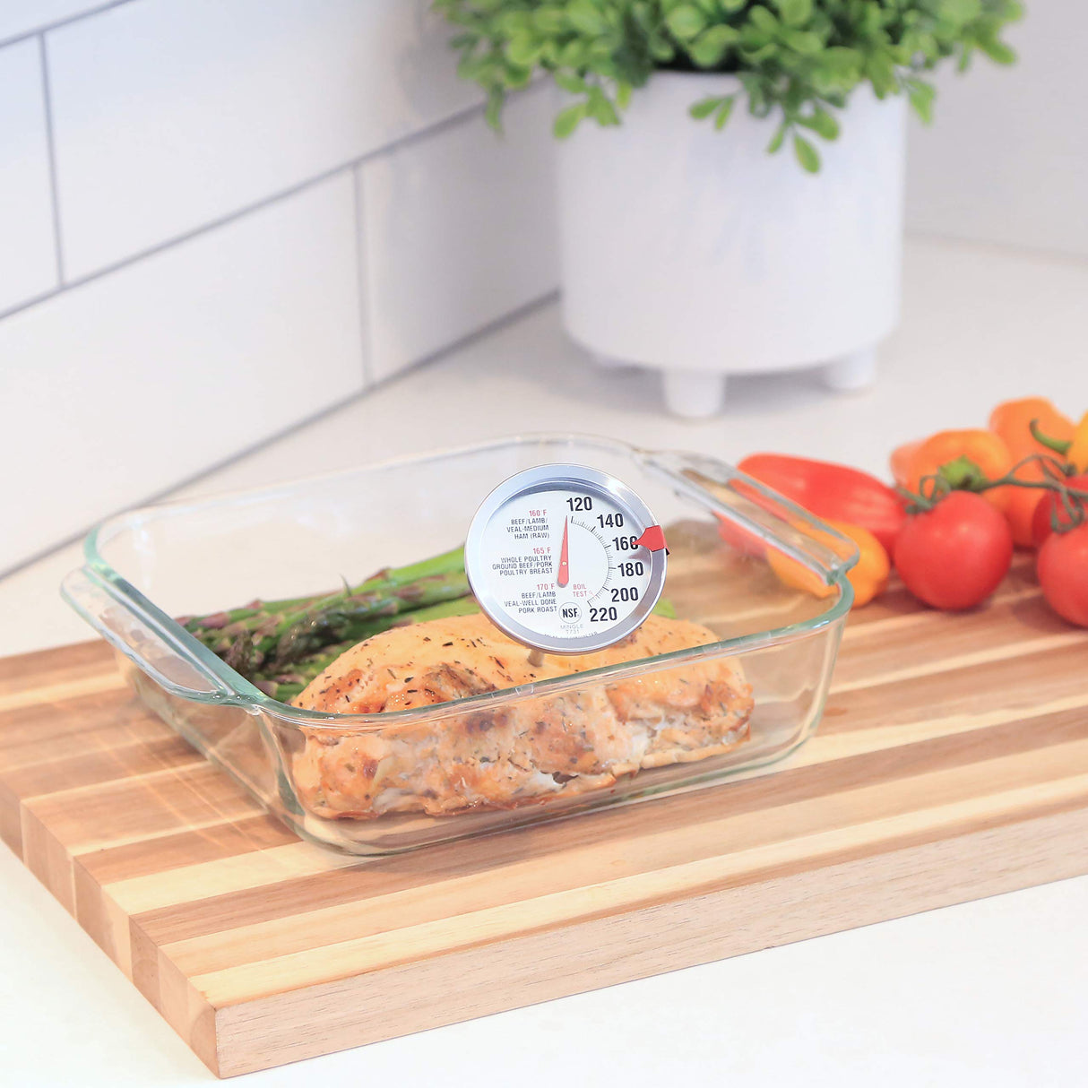 Escali AH1 Stainless Steel Oven Safe Meat Thermometer, Extra Large 2.5-inches Dial, Temperature Labeled for Beef, Poultry, Pork, and Veal Silver NSF Certified Escali