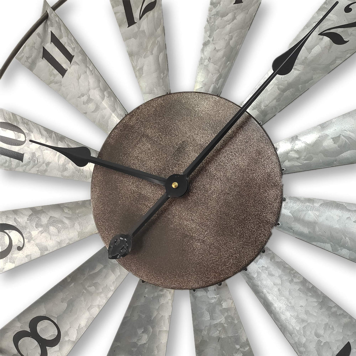 Mrocioa 24inch Windmill Distressed Metal Wall Clocks Rustic Large Decorative Clock Oversized Farmhouse Decor,Non Ticking,Battery Operated Mrocioa