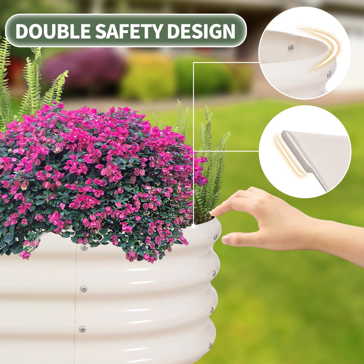 1MORE Galvanized Raised Garden Bed- Planter Garden Boxes Outdoor, Raised Beds for Gardening, 4x2x1ft Metal Garden Bed Kit for Vegetables Flower, Planter Raised Beds with Tools.White-2pack 1MORE