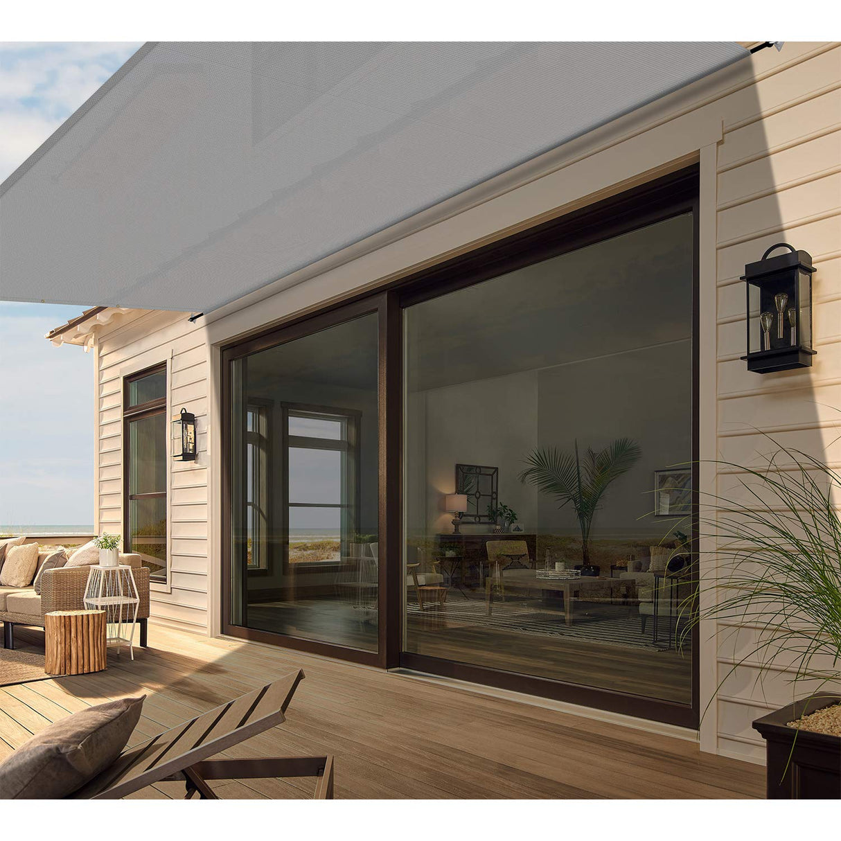 Patio 9' x 20' Pergola Canopy Replacement Shade Cover Universal Outdoor Sun Shade Cloth with Weighted Rods, Shade Screen for Gazebo Deck Porch Balcony, Light Gray Patio