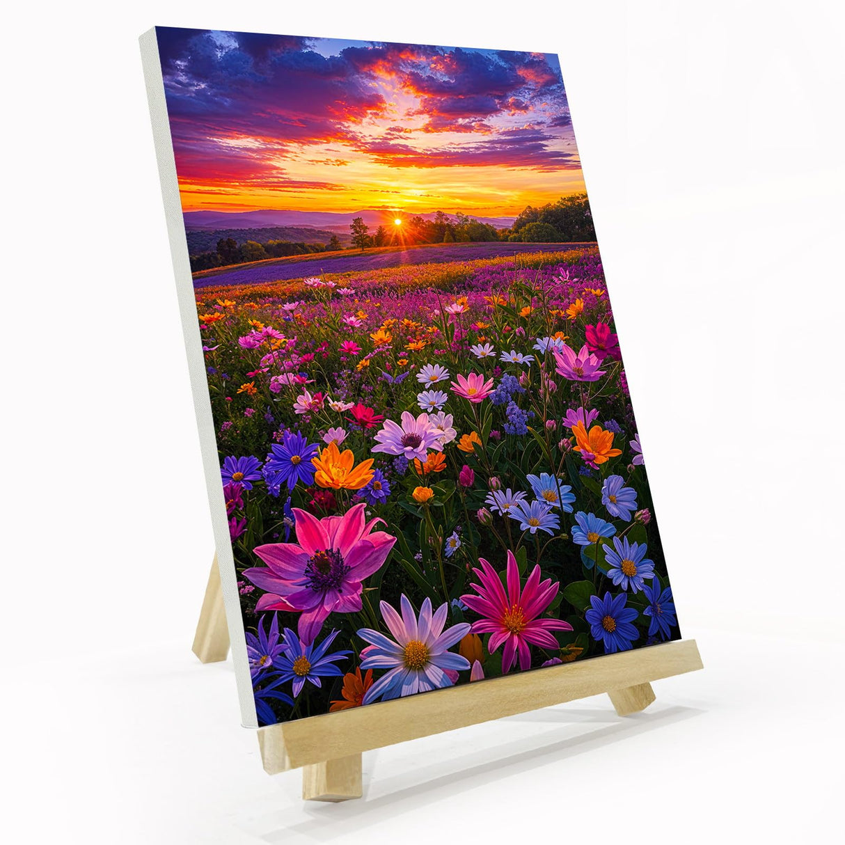 JOOZ Flowers Paint by Numbers Kit for Adults with Frame, Paint by Number with Easel, Adults Paint by Number Kits Framed Canvas, DIY Sunset Oil Painting Kit for Home Wall Decor 8 x 12 Inch JOOZ
