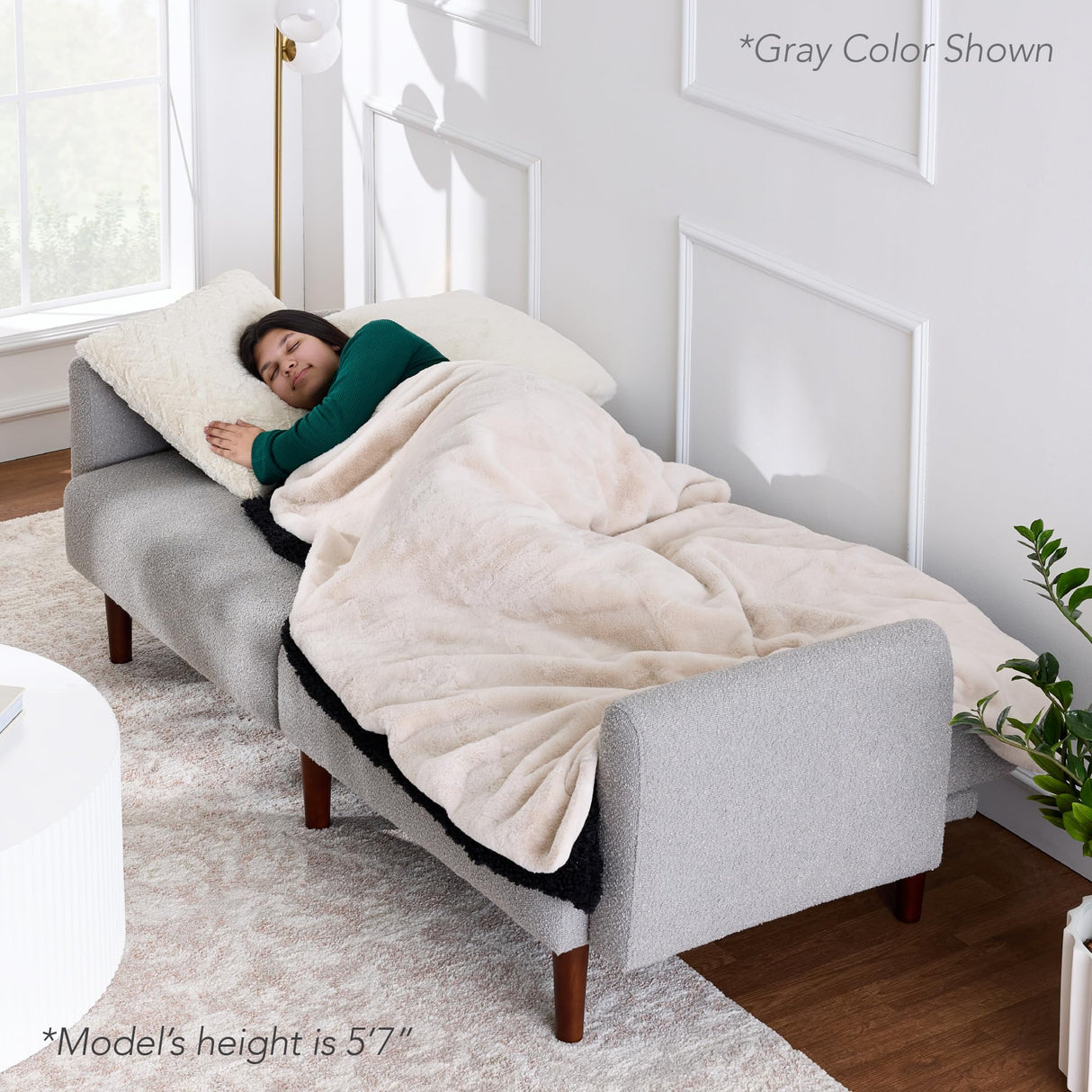 Best Choice Products 77" Mid Century Modern Boucle Loveseat Sofa, Couch, Convertible Sofa Sleeper Bed w/Real Wood, Removable Armrest - Ivory Best Choice Products