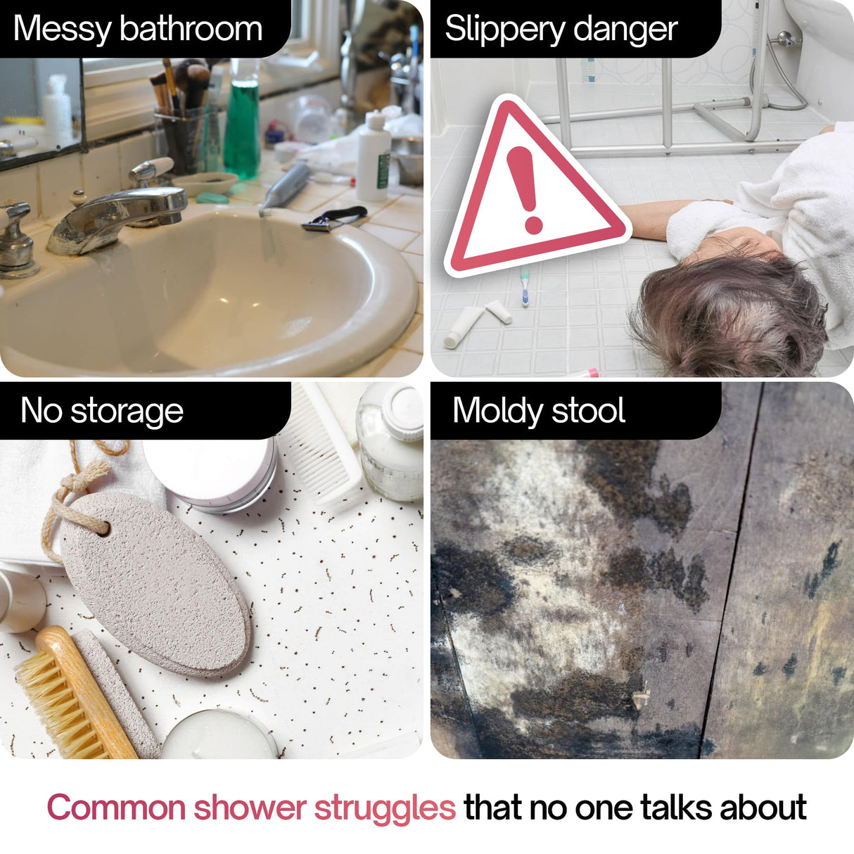 Tranquillo Wood Shower Bench, Shower Stool Wood – Sealed Wooden Seat with Storage Shelf, Non-Slip Foot Stool Foot Rest Durable Shower Chair for Inside Shower, Storage Bench for Home Use Tranquillo