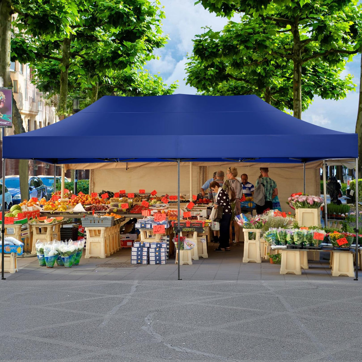 COBIZI Pop up Canopy Tent 10x20 Heavy Duty Gazebo with 6 Sidewalls, UPF 50+ All Weather Waterproof Commercial Outdoor Wedding Party Tents Canopy with Roller Bag, Dark Blue COBIZI