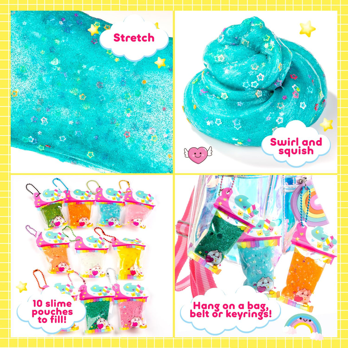 GirlZone My Cutie Pie Slime Kit, Fun Slime Making Kit for Girls to Make Butter Slime and Slime for Girls Keychains, Sensory Slime Kits for Girls GirlZone