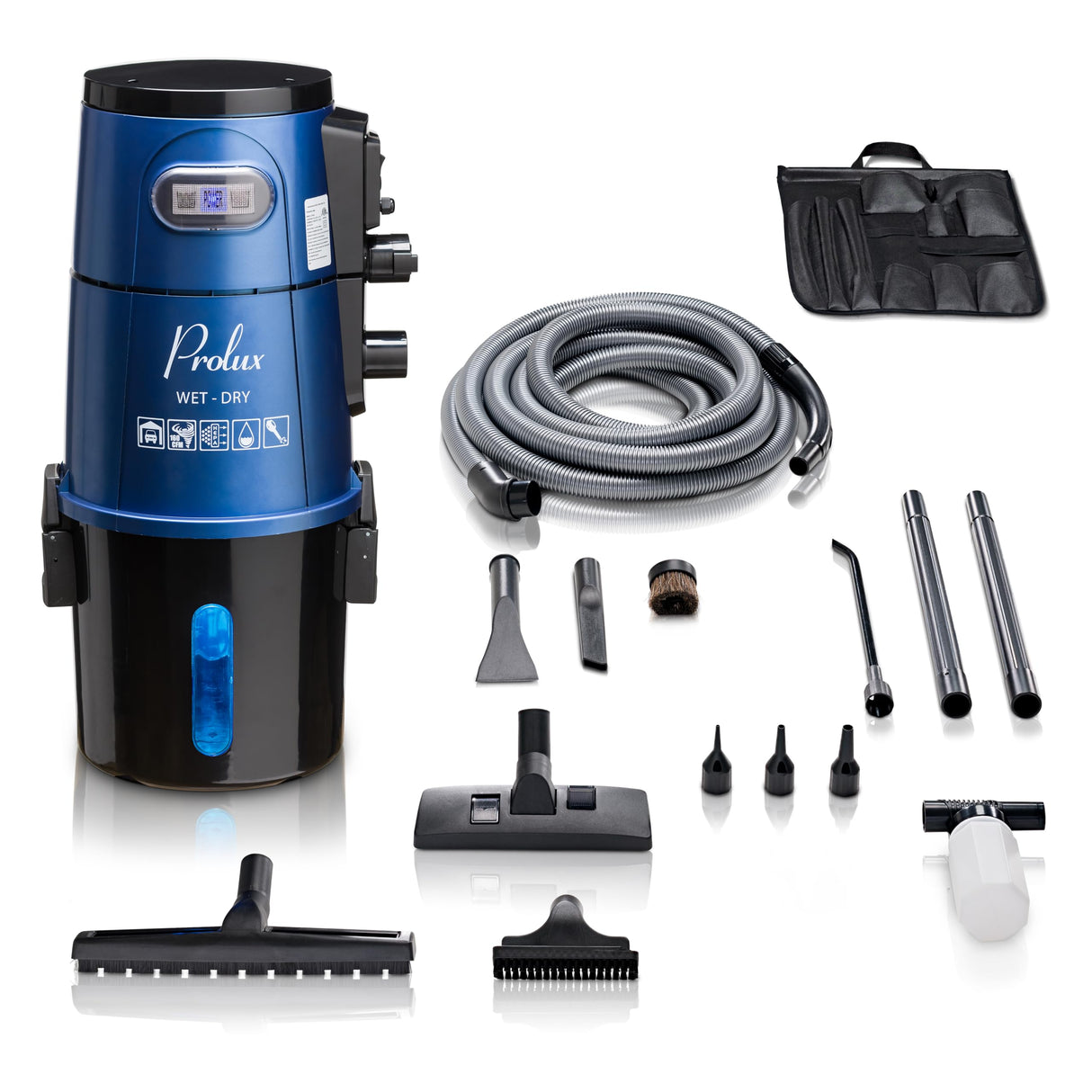 Prolux Professional Shop Blue Wall Mounted Garage Vac, Wet Dry Pick Up Prolux
