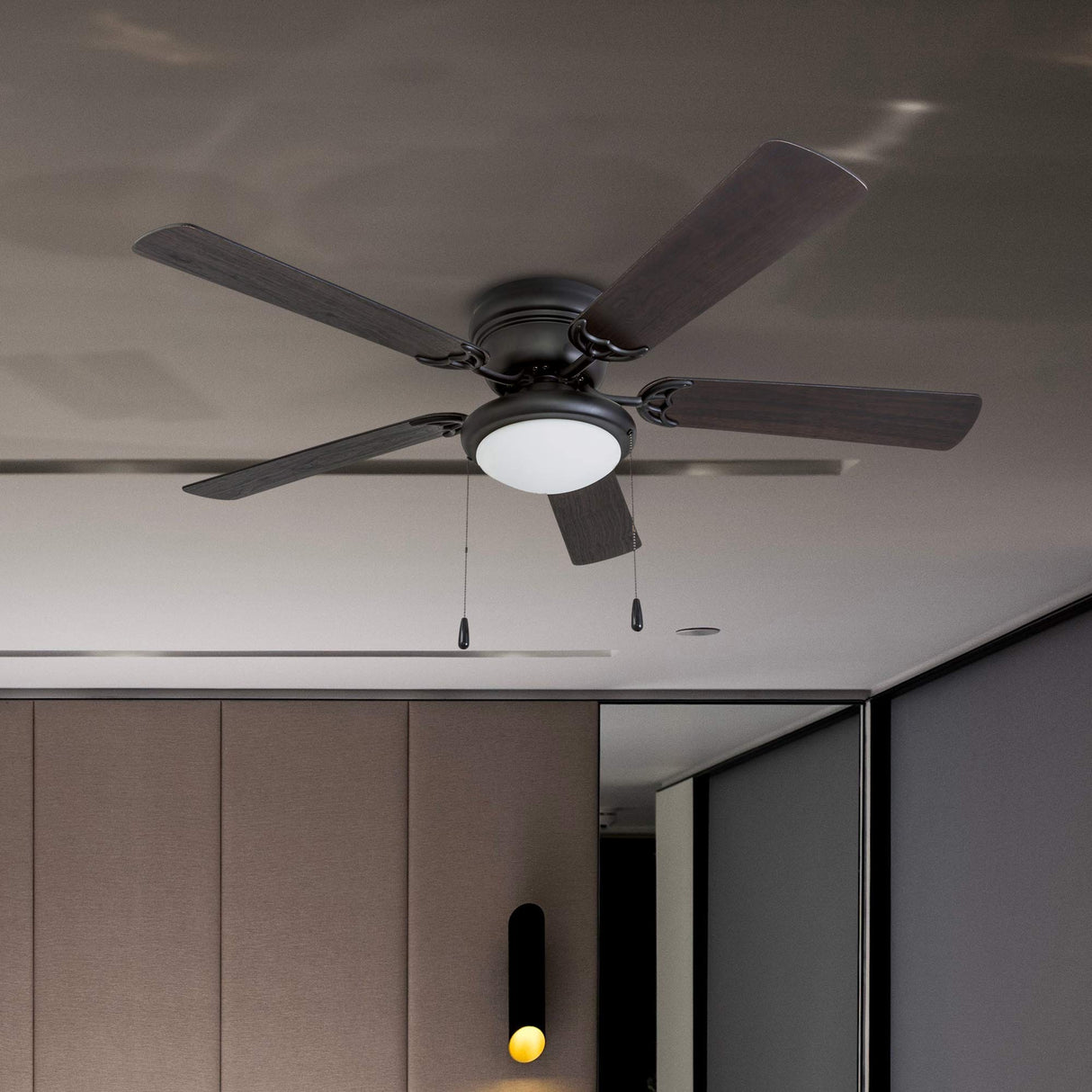 Portage Bay 50251 Hugger 52" Matte Black West Hill Ceiling Fan with Bowl Light Kit Portage Bay