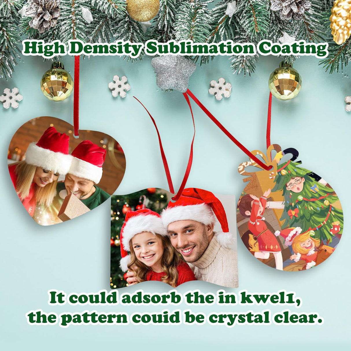 Sublimation Blank Ornaments White Aluminium Haning Ornament 10 PCS Bulk of for HTV Crafting DIY and Chritsmas Tree Decoration WANZELONYO