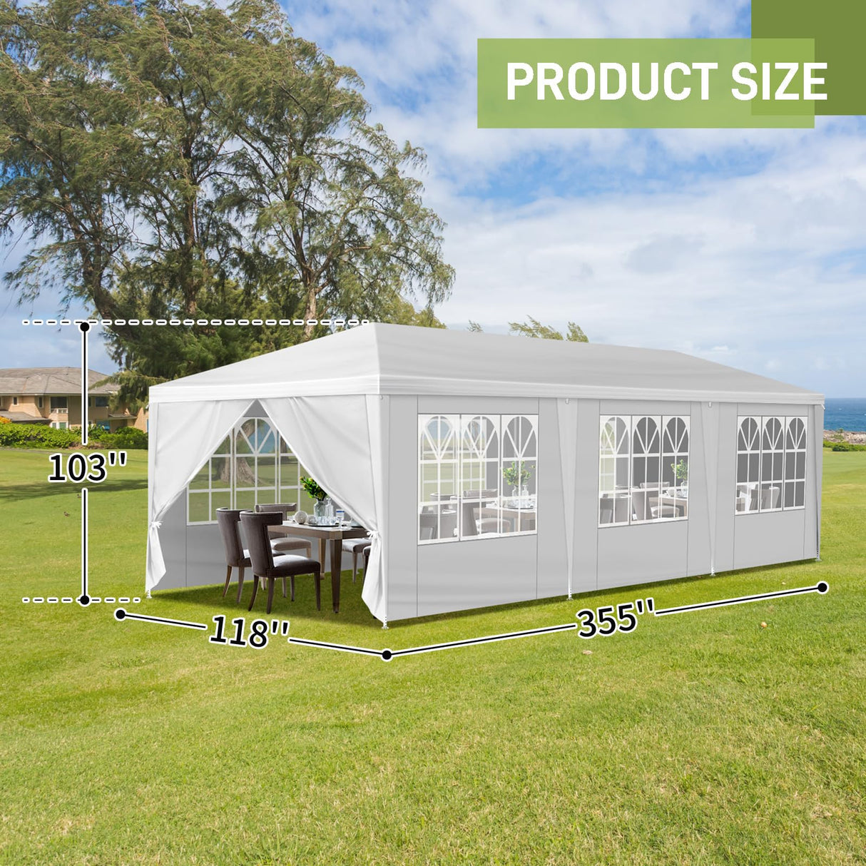 Hnndlra Party Tent 10'x30', Upgraded Galvanized Tents Outdoor Wedding Tent for Parties, Outdoor Carport Party Canopy Tent with 8 Removable Sidewalls, for Wedding Birthday Graduation Event Hnndlra