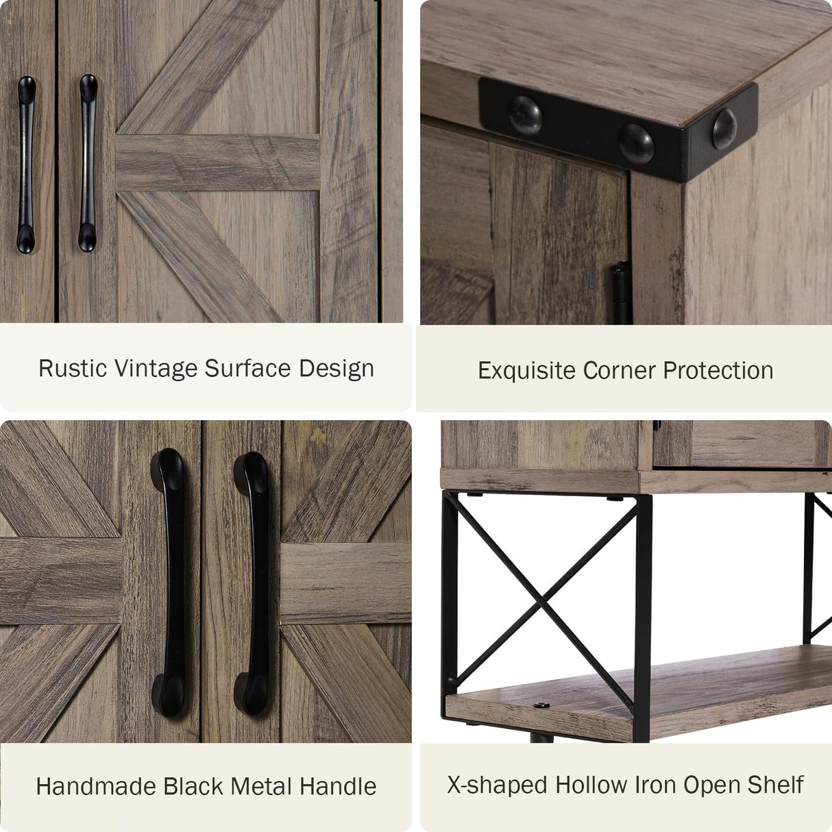 RUSTOWN Farmhouse Medicine Cabinet with 2 Barn Door, Wood Wall Mounted Storage Cabinet with Adjustable Shelf and Towel Bar, 3-Tier Bathroom Cabinet for Bathroom, Living Room(Washed Oak, Medium) RUSTOWN