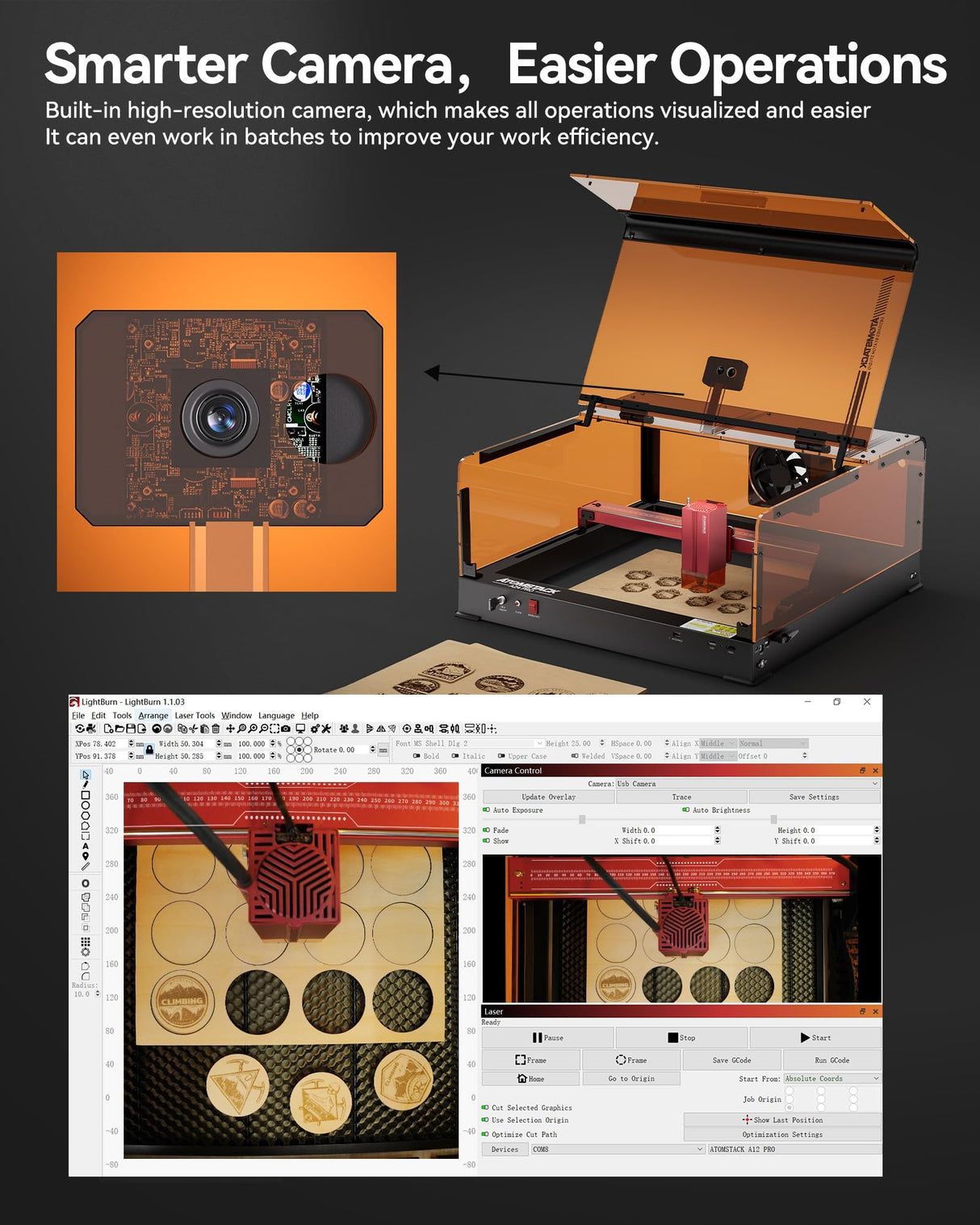 ATOMSTACK A24 Ultra 24000mW Output Laser Engraving Machine for Bulk Engraving Cutting with Enclosure Camera Engraving Machine for Wood Acrylic Leather Stone Metal with B3 Enclosure ATOMSTACK