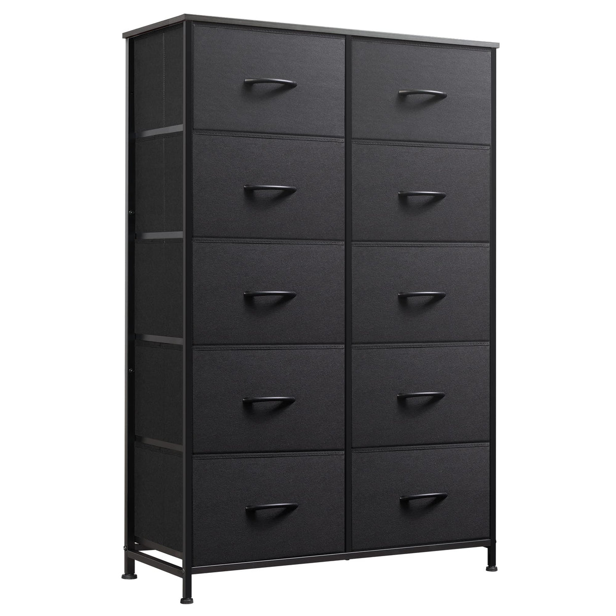 WLIVE Tall Black Dresser for Bedroom with 10 Drawers, Chest of Drawers, Dressers Bedroom Furniture, Storage Organizer Unit with Fabric Bins for Closet, Hallway, Living Room, Entryway WLIVE