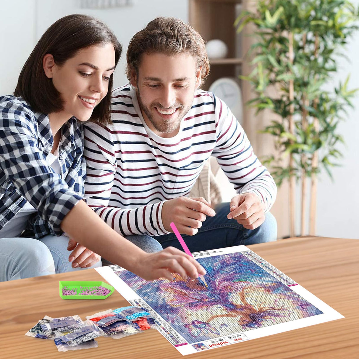 NEWENMO Fairy Diamonds Painting Kits for Adults Beginner, DIY 5D Butterfly Diamond Art Paint with Round Diamonds, Full Drill Diamonds Art Painting Kit Perfect for Home Wall Decor 12x12 Inch NEWENMO