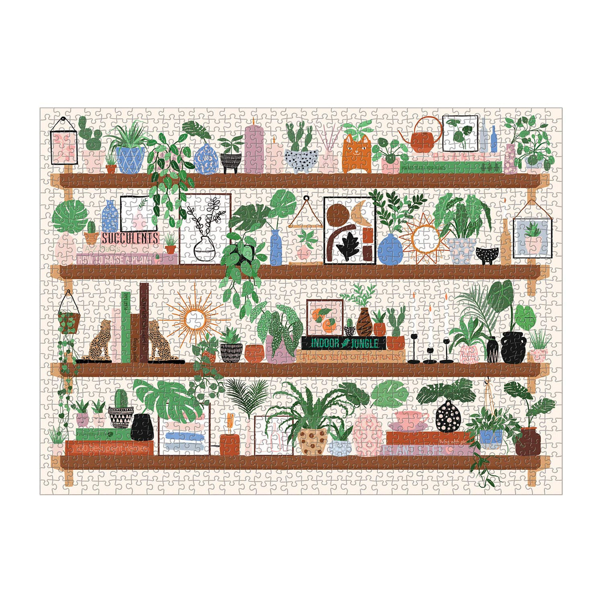 Galison Plant Shelfie 1000 Piece Puzzle from Galison - Featuring Beautiful Illustrations of Houseplants, Books and Knickknacks, 27" x 20", Fun & Challenging, for The Botanical Lover in Your Life Galison