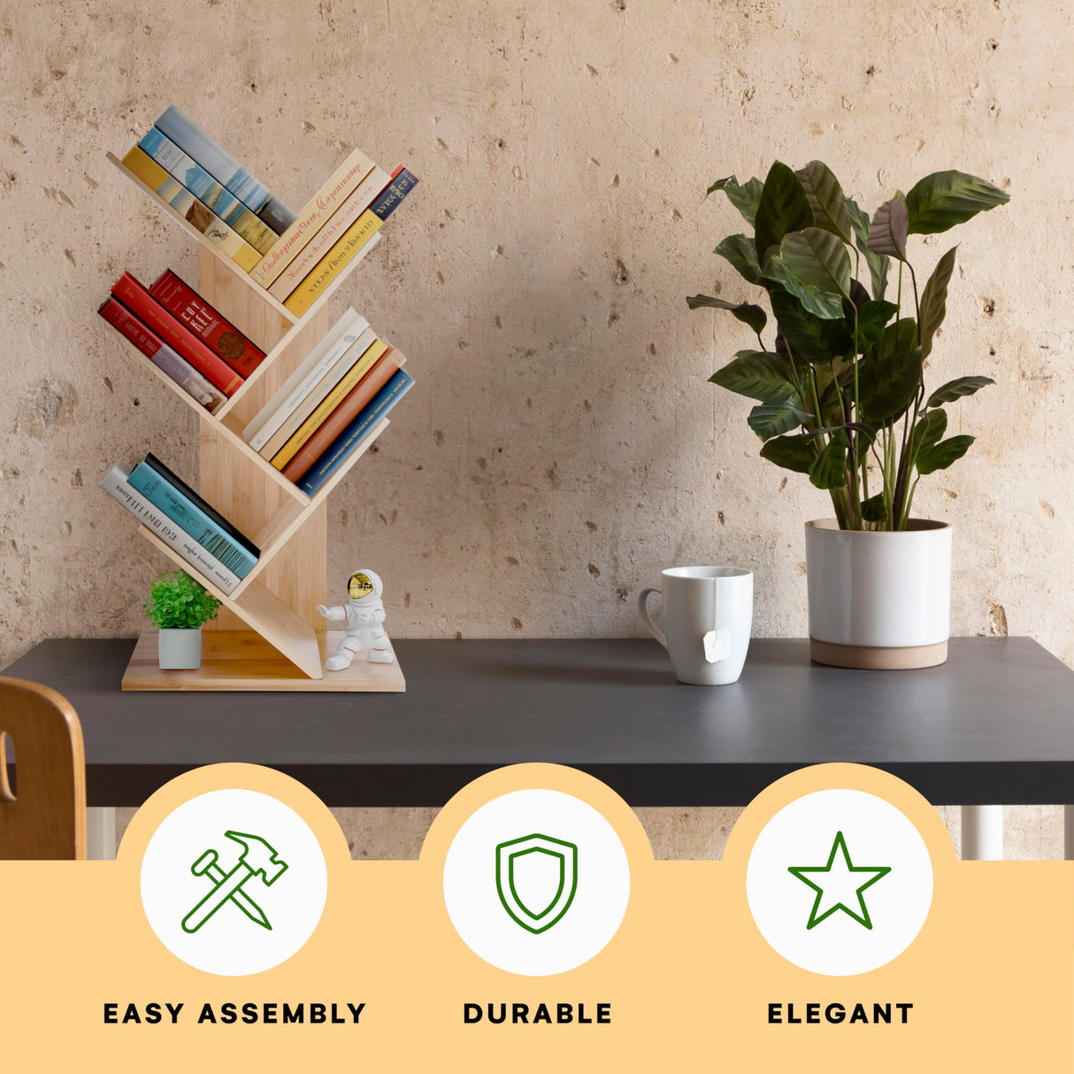 Prosumers Choice 4-Tier Bamboo Book Tree Bookshelf - Vertical Storage Rack for Books, Plants, and Decor Prosumer's Choice