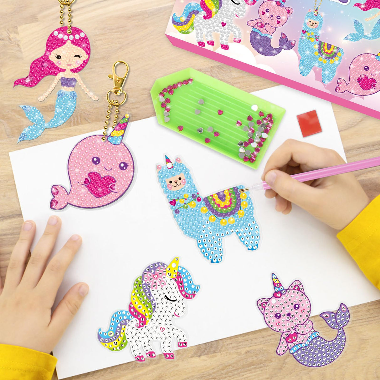 BANBBUR Arts and Crafts for Kids Ages 8-12,5PCS Double Sided Diamond Art Keychains,5D Gem Art for Kids Ages 4-8 Girls Birthday Gifts, BAKY5 BANBBUR