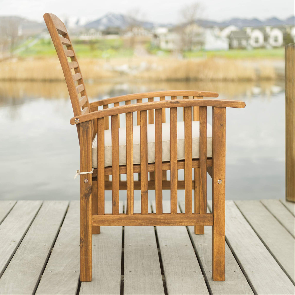 Walker Edison Rendezvous Modern 7 Piece Solid Acacia Wood Outdoor Dining Set, Set of 7, Brown Walker Edison