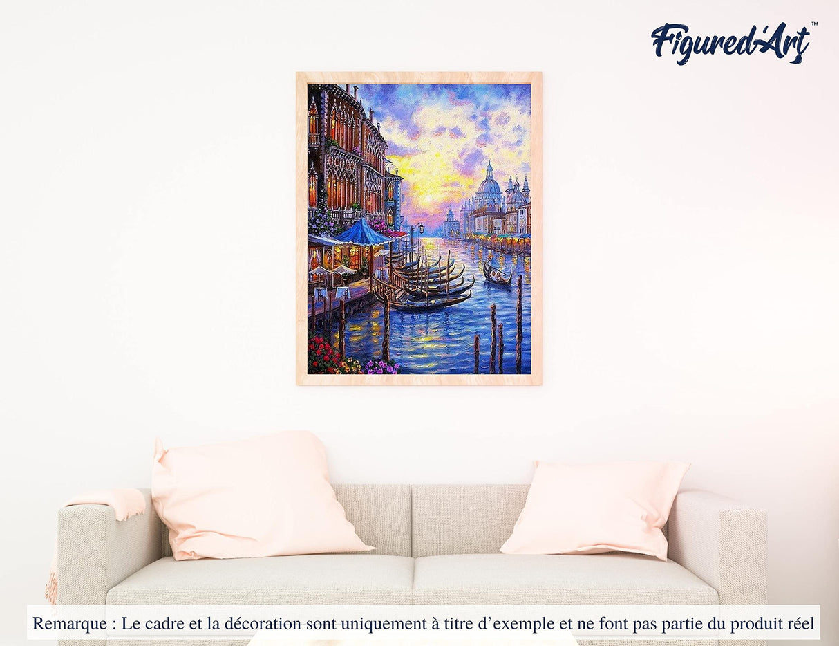 Figured'Art Paint by Numbers Kit for Adults The Grand Canal of Venice 16"x20" - Craft Art Painting DIY Kit Rolled Canvas Without Frame Figured'Art