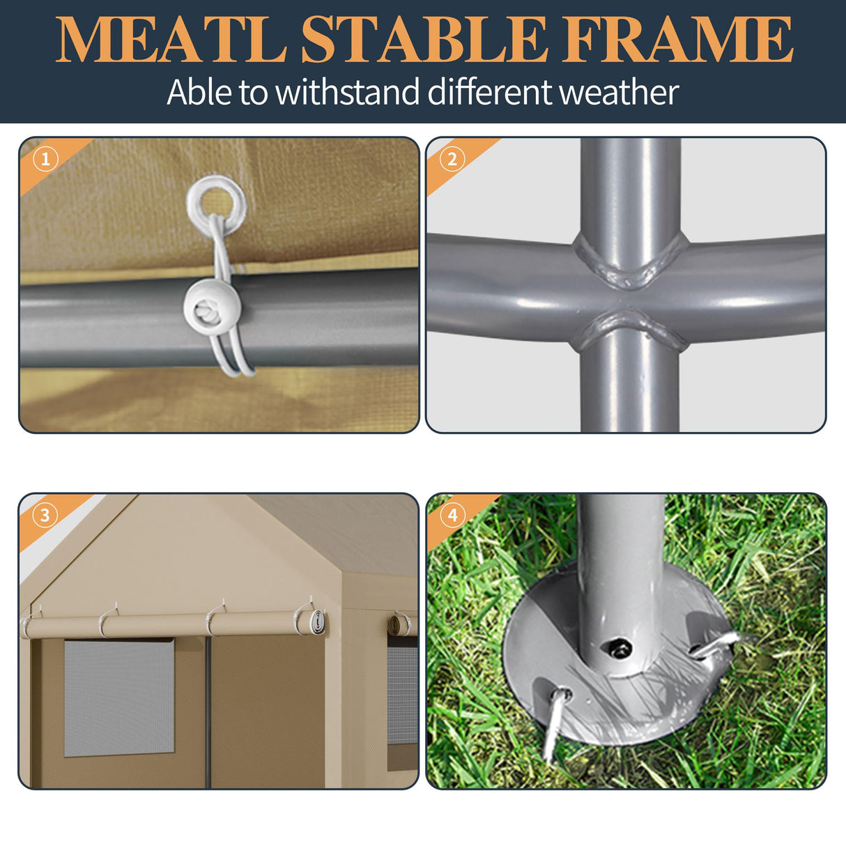 Shintenchi Carport 12' x 20' Heavy Duty Portable Garage, Car Port Canopy with Side-Opening Removable Door & Roll-Up Windows, Car Canopy for Truck,Car,Boat,Motorcycle,Khaki Shintenchi