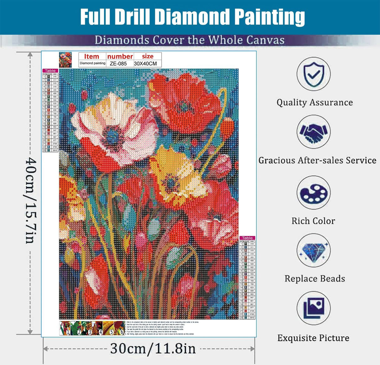 AIBOERL Diamond Painting Kits, 5D DIY Tulips Full Drill Diamond Art Painting Kits for Adults, Diamond Painting Gem Art Craft for Home Wall Decor (11.8 * 15.8 inch) AIBOERL