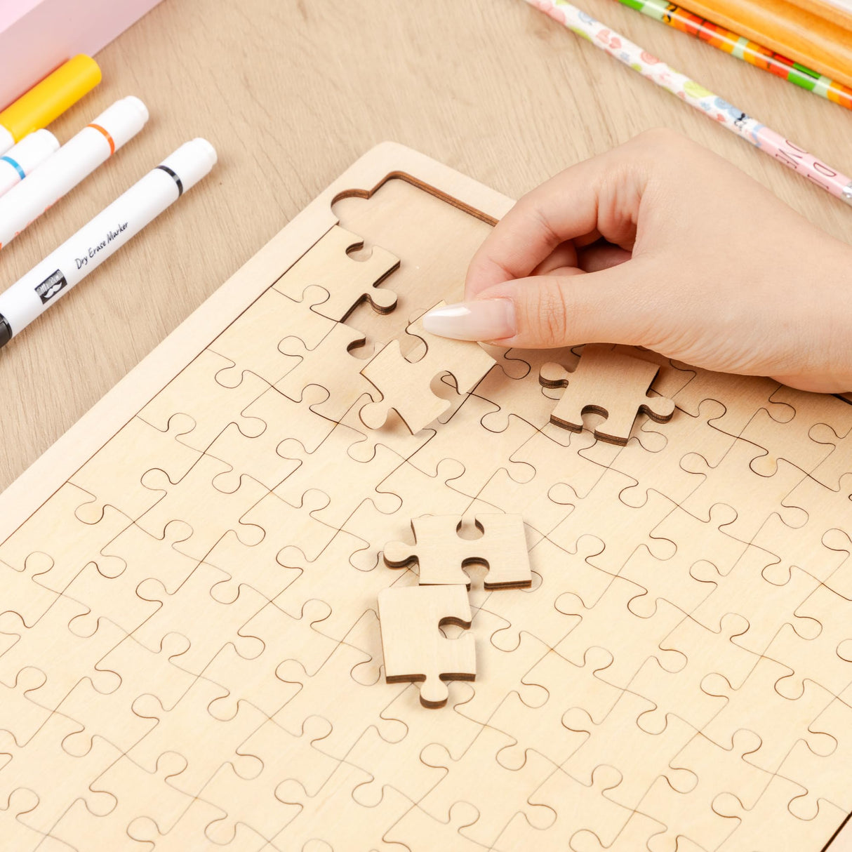 Mr. Pen- Blank Wooden Puzzle, 24 Pieces, 11.8" x 8.8", Wooden Blank Puzzles to Draw on Mr. Pen