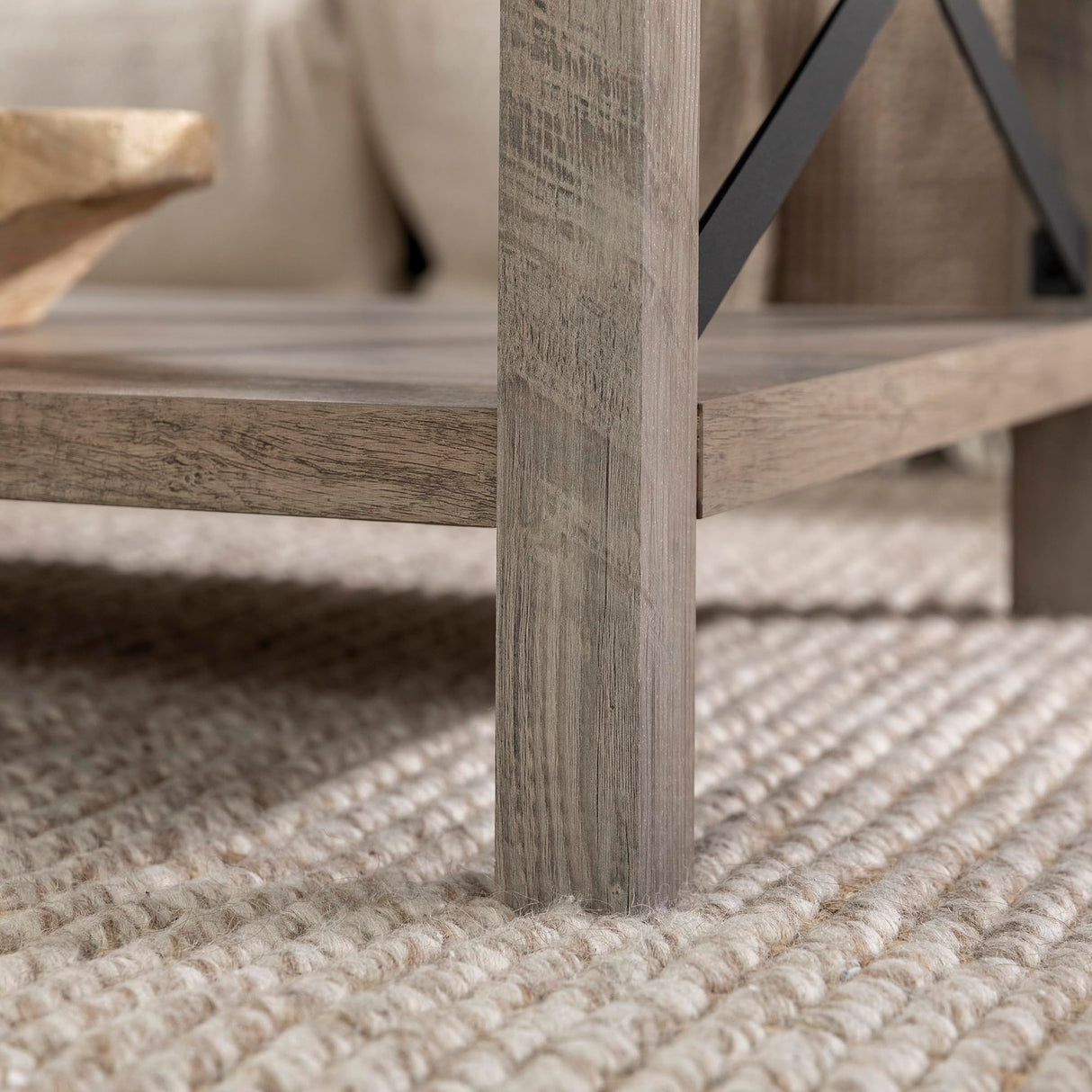 Walker Edison Sedalia Modern Farmhouse Metal X Coffee Table, 40 Inch, Grey Wash Walker Edison