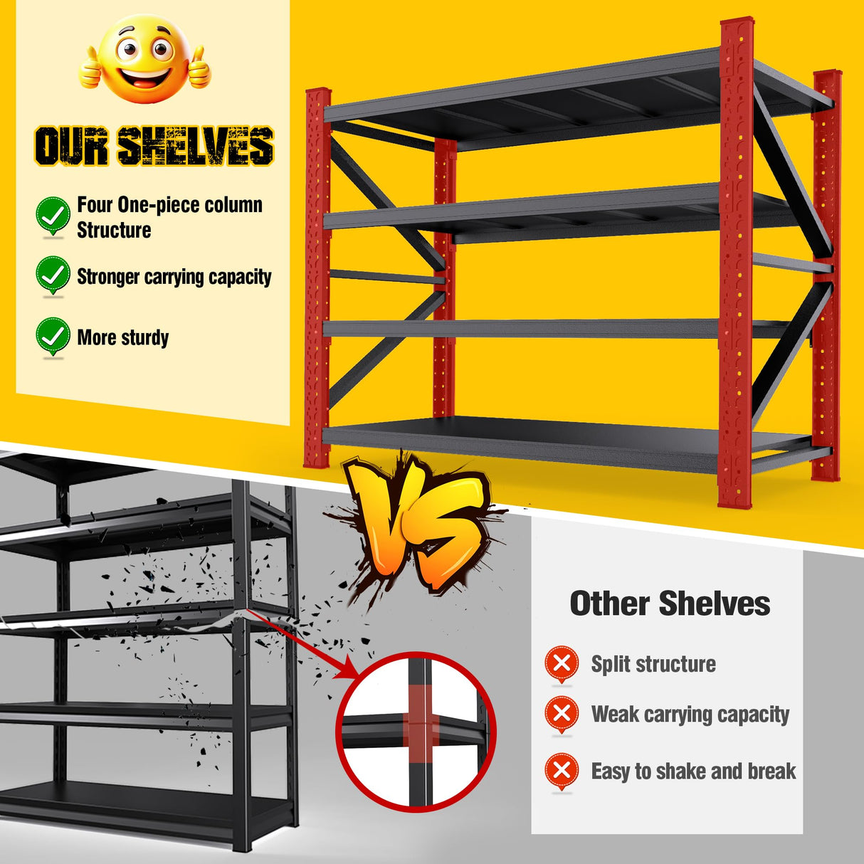 LBVSKK 7000LBS Heavy Duty Garage Shelving Units,70''W Garage Storage Shelves,Large Metal Shelf,4 Tier Adjustable Storage Rack | Industrial Shelving for Warehouse,Basement,Workshop,Shed,Black LBVSKK