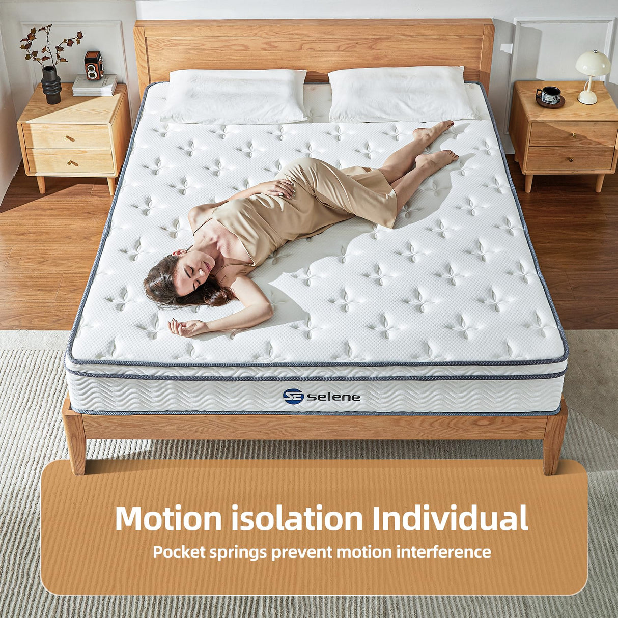 Selene Bedding Full Size Mattress, 10 Inch Mattress Full with Pocket Spring and Memory Foam for Pressure Relief, Motion Isolation, Edge Support, Medium Firm Mattress in a Box, CertiPUR-US, White Selene Bedding