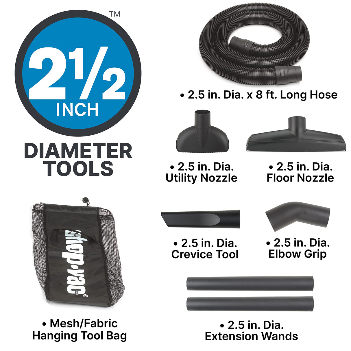 Shop-Vac 8251205 Wet Dry Utility Vacuum with SVX2 Motor Technology, 12 Gallon, 2.5 Inch Diameter x 8 Foot Hose, 140 CFM, (1 Pack) Shop-Vac