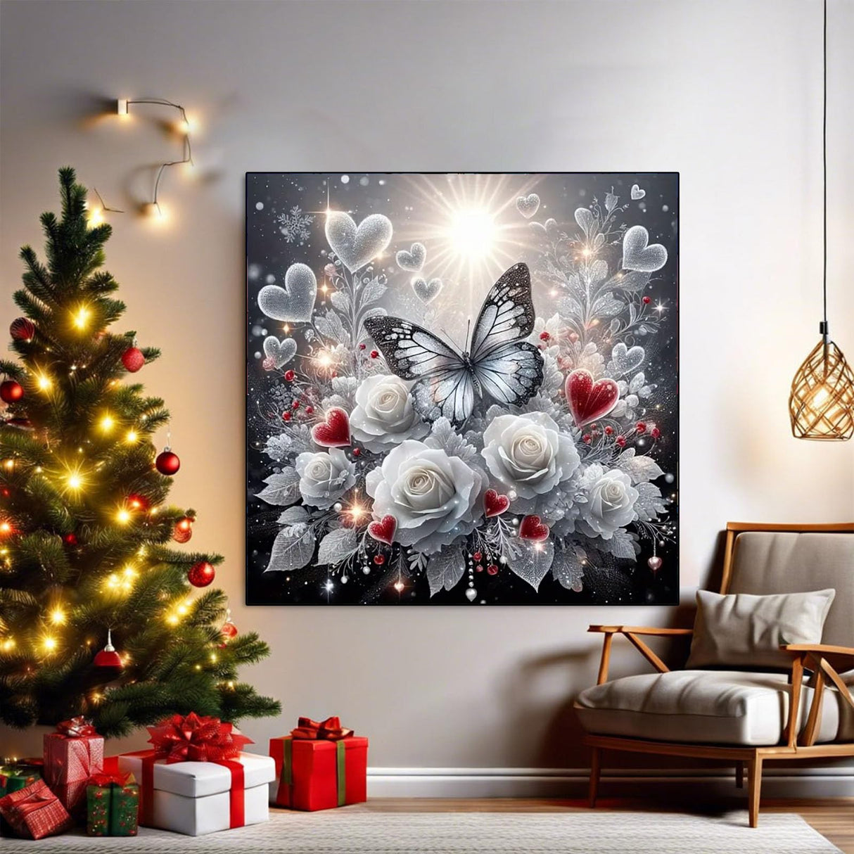 Arttoplus Butterfly Diamond Art Kits for Adults-Flowers 5D Diamond Painting Kits for Adults Beginners,DIY Full Drill Diamonds Painting Butterfly Gem Art Kits for Gift and Home Decoration(14x14 inch) Arttoplus
