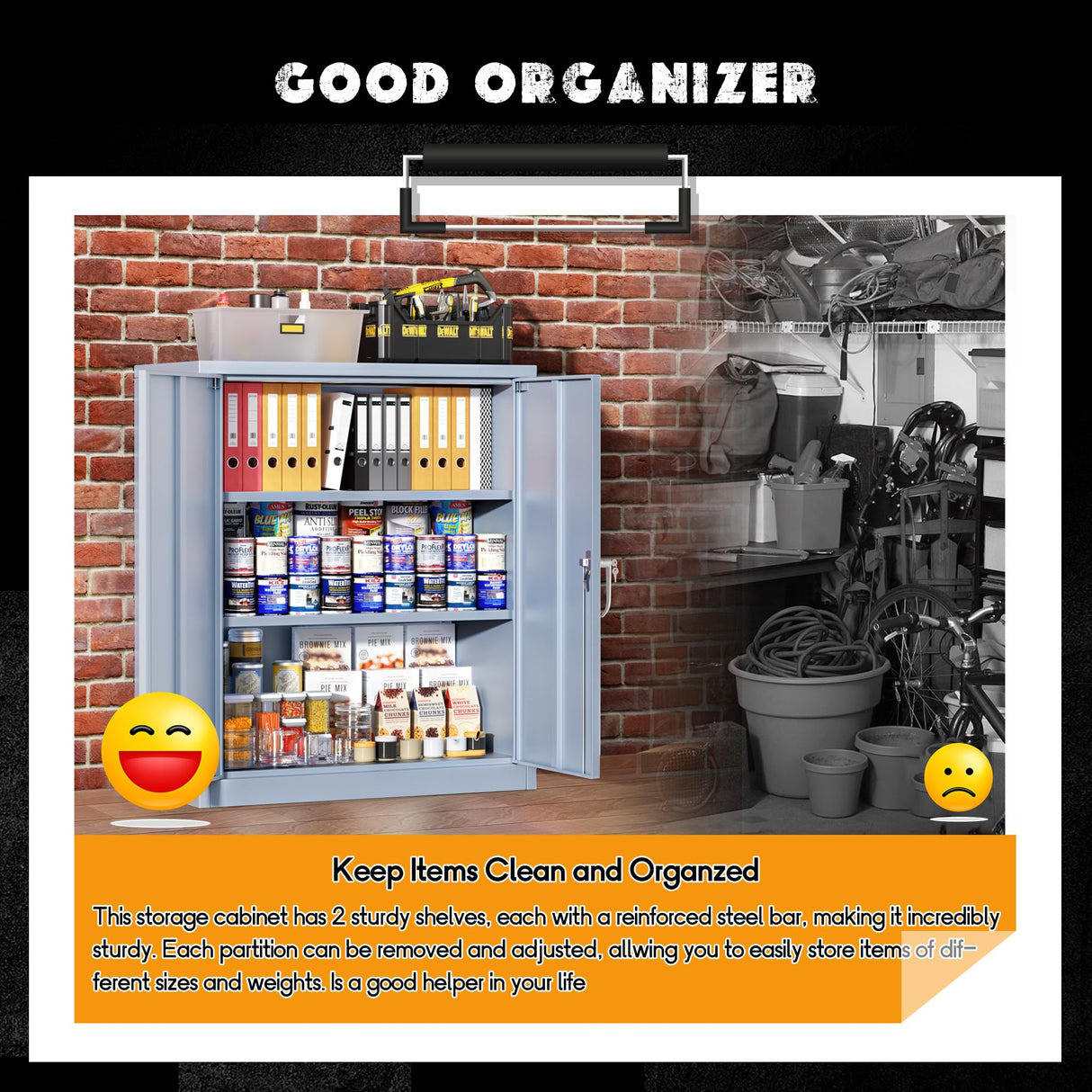 Greenvelly Metal Storage Cabinet with Doors and Shelves,Lockable Storage Cabinet for Office, 36” Metal Utility Cabinet Garage Cabinets, Lockable File Cabinet for Home Office, Garage, Kitchen Greenvelly