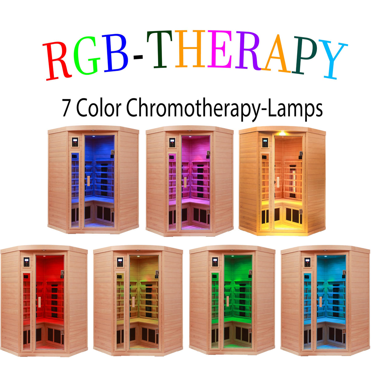 KUNSANA Ceramic Infrared Sauna 2-3 Person Infrared Saunas for Home Low EMF Indoor Home Sauna Spa Hemlock Wooden Corner Sauna Room with Bluetooth Speakers, LED Reading Lamps, Chromotherapy Lights KUNSANA