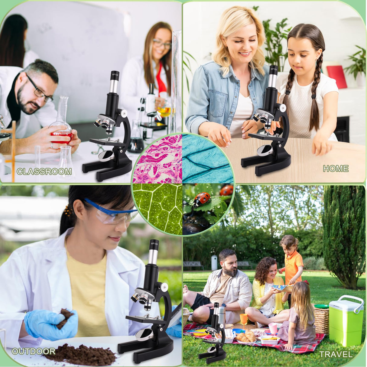 OOZSTAR Microscope for Kids 40X-2000X, Microscope for Children 8-12 Years Old with LED Fill Light, Slides and specimens Ideal for School Labs Homeschooling OOZSTAR