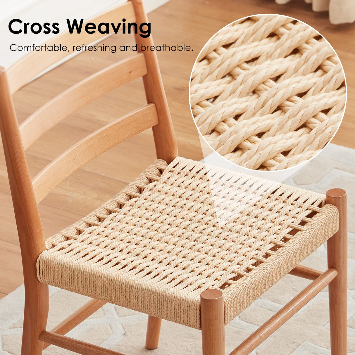 STARY Wood Rattan Dining Room Chairs with Comfortable Woven Seat,Fully-Assembled STARY