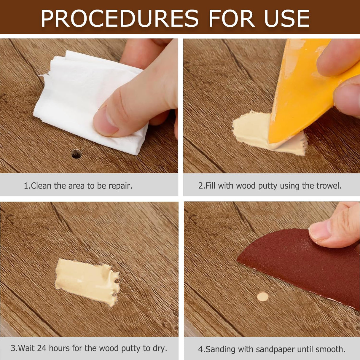 Wadities Natual Wood Filler, Natual Wood Putty, Paintable Stainable Wood Repair Putty, 9.87 Ounce Wood Furniture Repair kit, Quickly Repair Wood Wadities