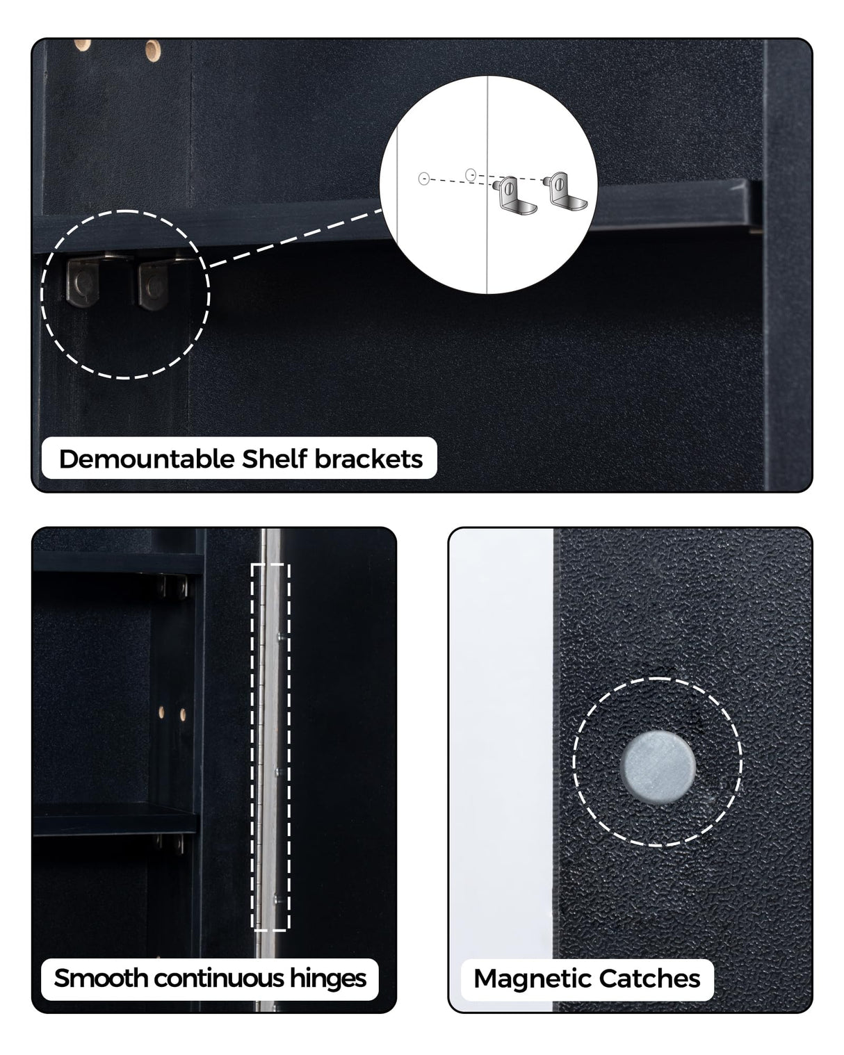 FLYJOE Medicine Cabinet Mirror 20 x 26 Inch Farmhouse Bathroom Mirror Door Solid Wood Storage Cabinet with Adjustable Shelves, Wall Mounted for Bathroom Living Room, Grey FLYJOE