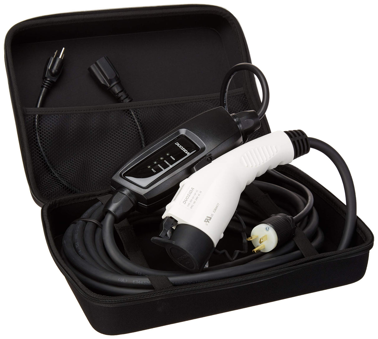 Duosida Level 1+2 EV Charger(120-240V,16A,25ft) Portable EVSE Home Electric Vehicle Charging Station Universal WoodArtSupply