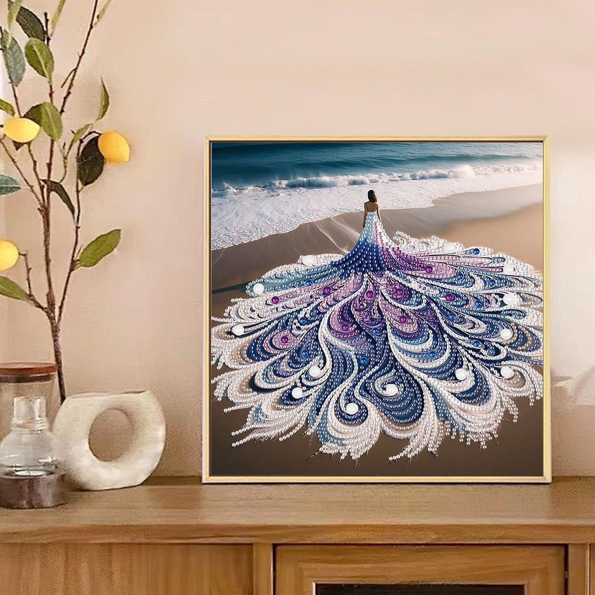 Diamond art Painting Kit, 5D DIY Beach beauty, Special Shape Crystal Artificial Diamond Partial Mosaic Handicraft for Beginners, Wall Decor Art For Bedroom, Office, Living Room, Christmas Gift MVVMTOP