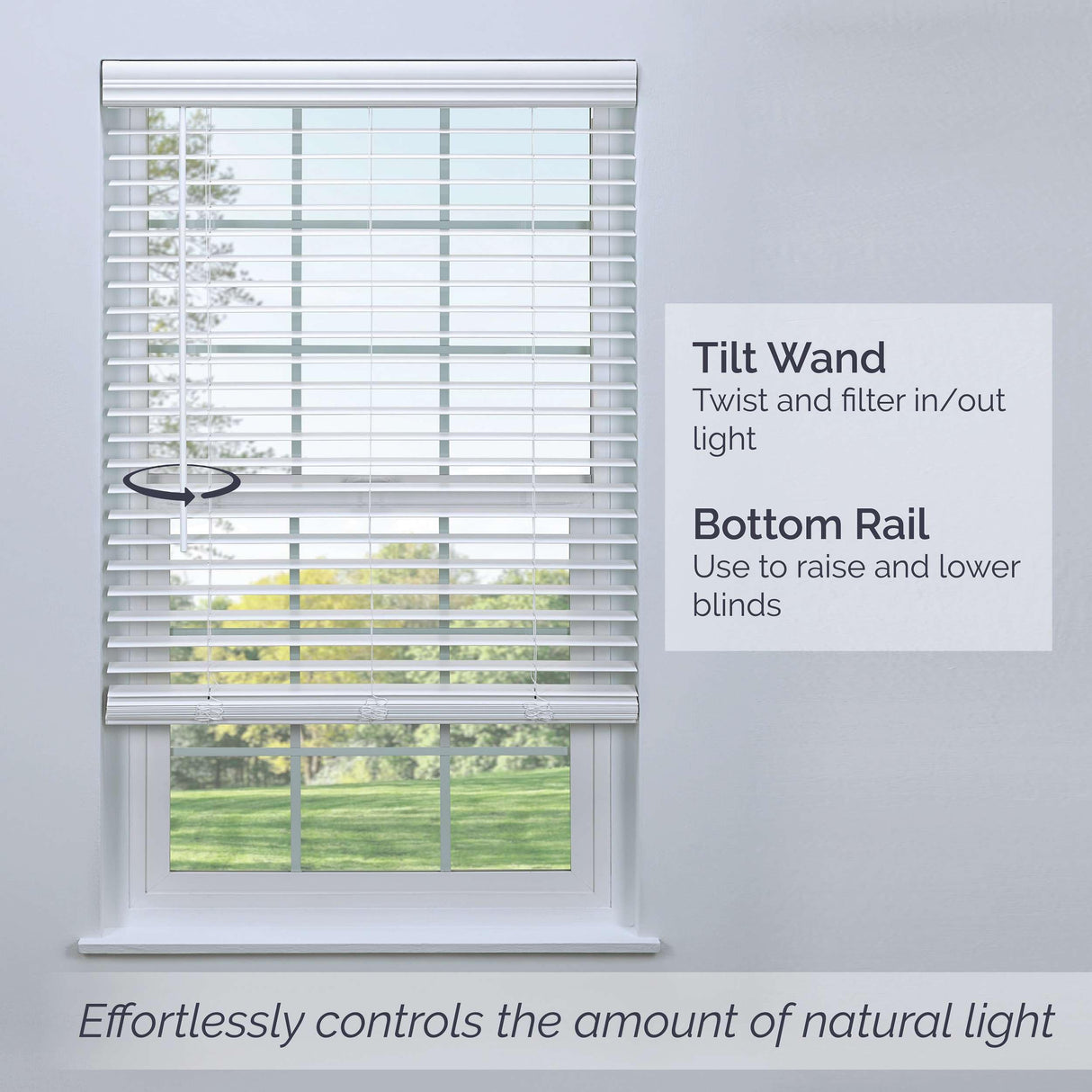 Linen AVENUE Cordless Faux Wood Blind White 25 W x 36 H, Outside Mount Linen AVENUE