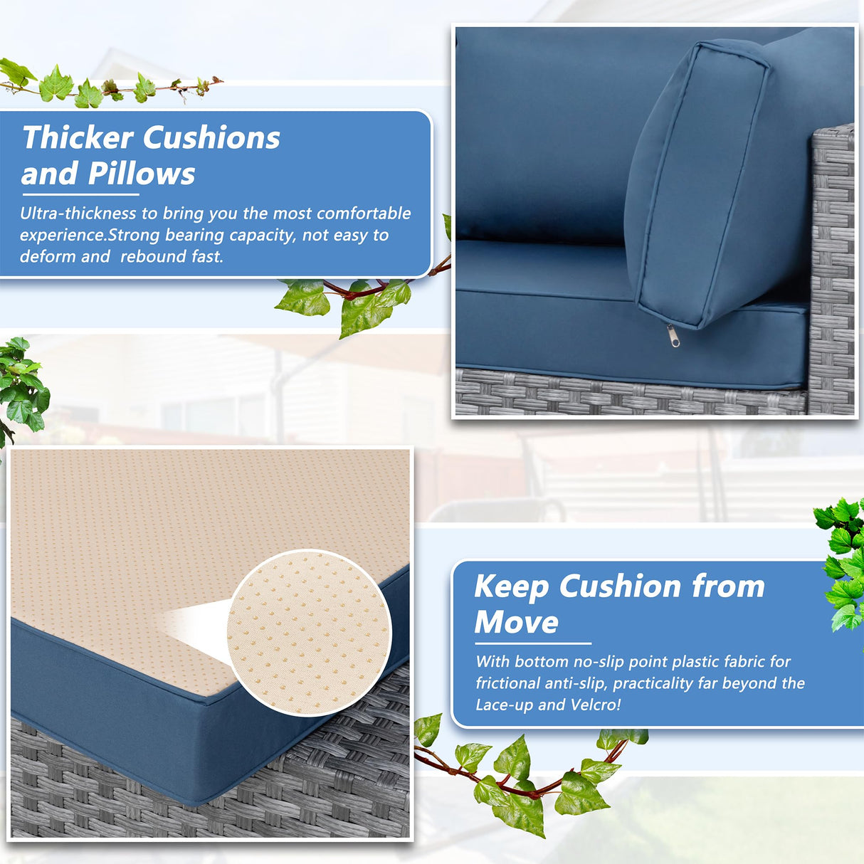 Shintenchi 5 Pieces Outdoor Patio Furniture Sets, Patio Sectional Sofa Couch, Furniture Modular Patio Conversation Sets Patio Sofa with Coffee Table (Aegean Blue) Shintenchi