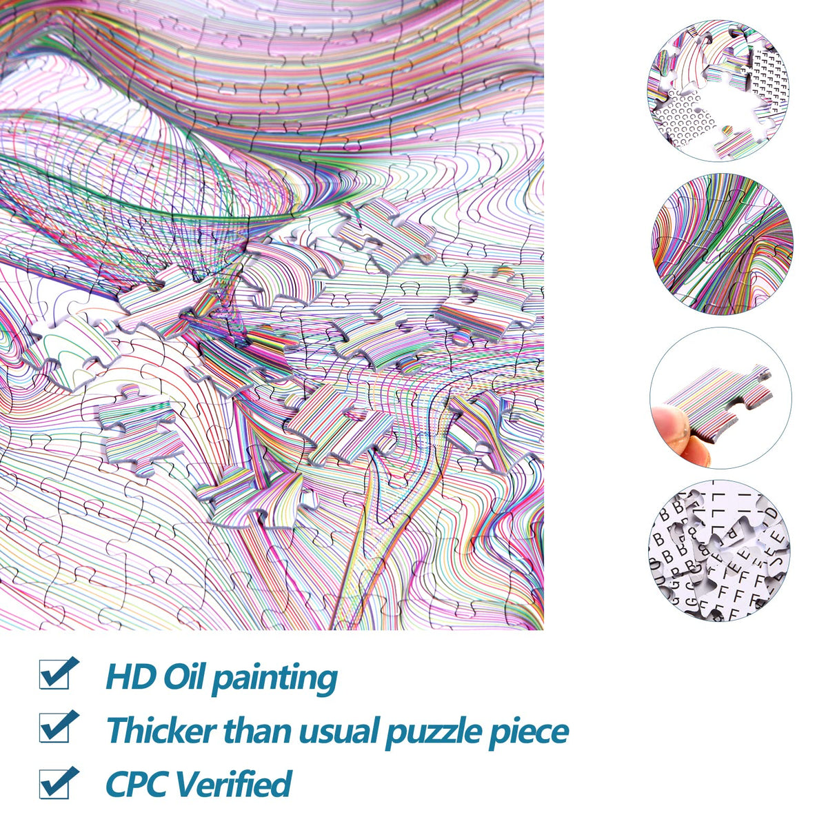 Bgraamiens Puzzle-Twisted Lines-1000 Pieces Rectangle Puzzle Color Challenge Jigsaw Puzzles for Adults and Kids(Twisted Lines) Bgraamiens