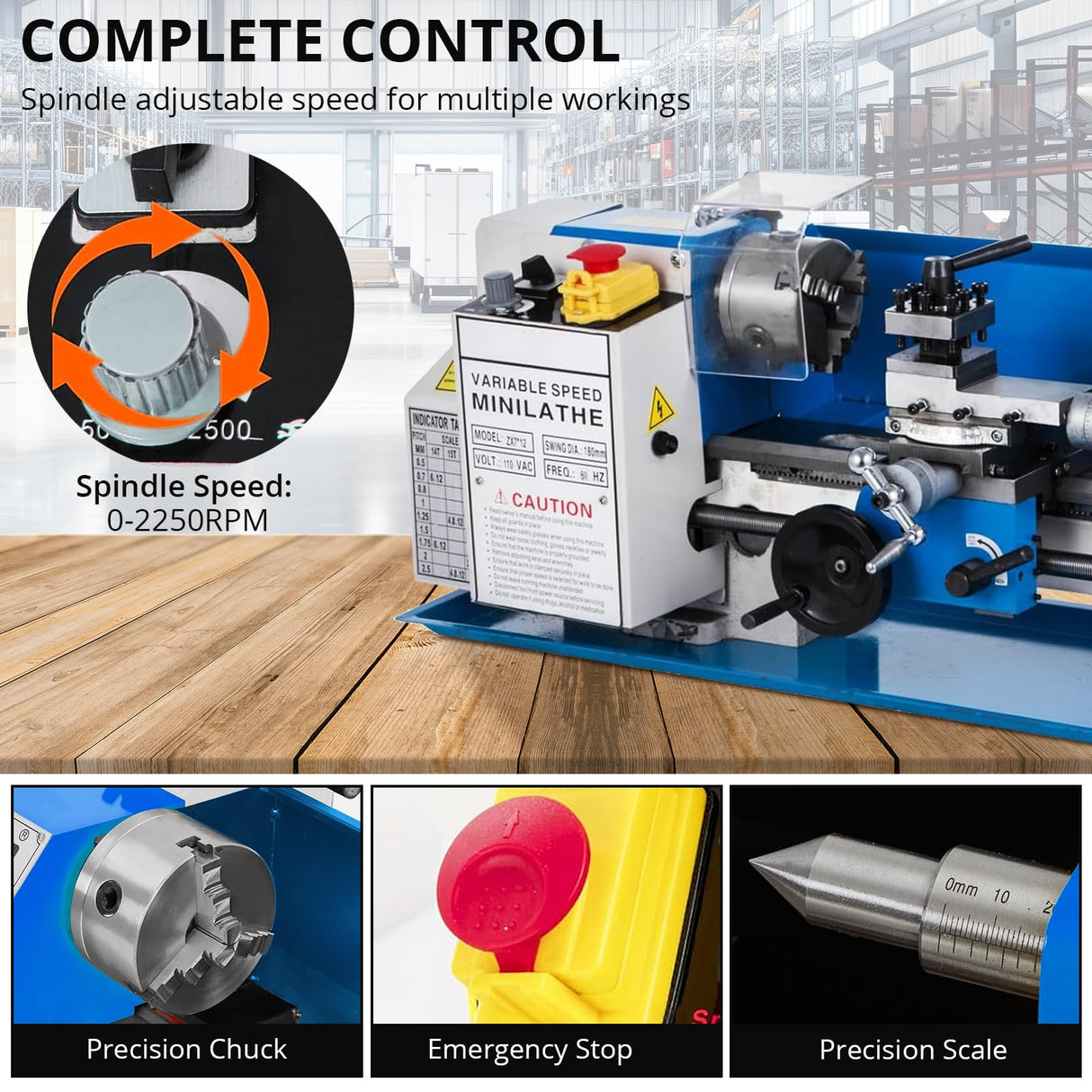 Metal-Lathe-Machine Threading Turning Drilling - Metalworking Machine 550W Mini Metal Lathe 7" x 12" Benchtop with 3-Inch 3-Jaw Chuck Double Feed Tool Box and Dirll Euker