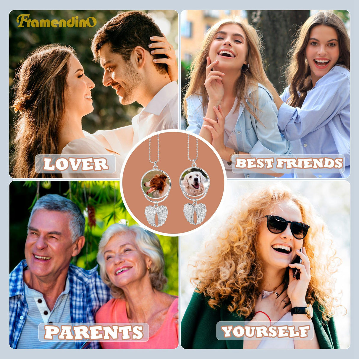 Framendino, 10 Pack Silver Angel Wing Pendant Car Hanging Ornament with Sublimation Blank Heat Transfer Photo for Home Window Framendino