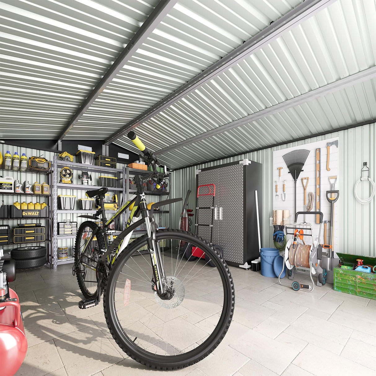 Breezestival 10x12FT Outdoor Storage Shed, Metal Garden Shed with Lockable Double Doors & Sloping Roof, Weather-Resistant Tool Shed for Backyard, Patio, Poolside Black Breezestival