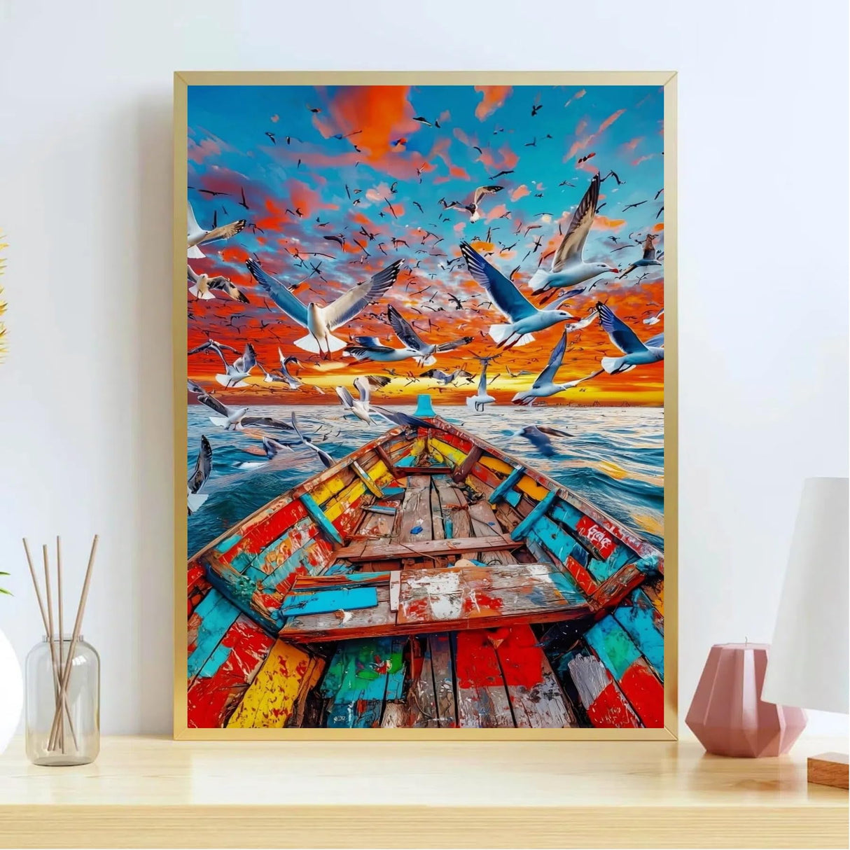 koemhxb Paint by Numbers for Adult, Sunset Ocean Paint by Numbers Kit for Adults Beginners, DIY Seascape Acrylic Painting on Canvas for Home Wall Art Decor 16x20 Inch koemhxb